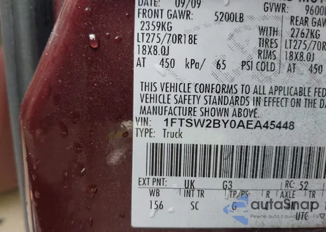 2010 Ford F-250 Cabela's/King Ranch/Lariat/Xl/Xlt из США, поврежденный, VIN 1FTSW2BY0AEA45448